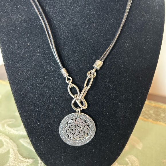 Silpada Sterling Silver and Black Leather Necklace - Picture 2 of 3